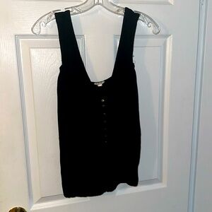 Free people tank top sleeveless blouse in sz L blk button detail on front